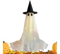 Light Up Ghost with Hat, Spooky Halloween Decoration, Perfect for Yard Room and, Outdoor Party Holiday Birthday Farm Nighttime Festive Display Accent, Easy Setup, 64.96x11.81 in