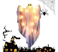 Light Up Halloween Ghost - Large Hanging Decor, Life-Size 120 cm Scary Glowing Ghost Figurine with Sounds | Indoor Outdoor Halloween Decoration for House, Yard, Porch, Window, Door & Party Haunted
