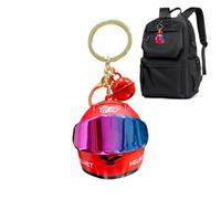 Light Up Helmet Keyring Alloy Mini Glowing Keychain Bag Pendant Charm