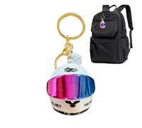 Light Up Helmet Keyring Alloy Mini Glowing Keychain Bag Pendant Charm