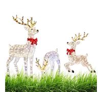 Light Up Reindeer - Lot de 3 lampes LED d'extérieur étanches - Décoration de Noël illuminée réaliste pour intérieur, véranda, jardin, patio, Pathway, Holiday Nighttime Displays