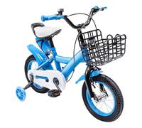 Lightakai Vélo pour enfant de 12 ", bleu avec roues stabilisatrices, bouteille d'eau et panier, hauteur réglable, jusqu'à 40 kg, vélo de jeu unisexe pour enfants à partir de 2 à 4 ans
