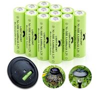 Lightalent Lot de 12 Piles Rechargeables Ni-MH AA, Double A, Haute capacité, 1,2 V, pour Lampes solaires d'extérieur (AA-600 mAh)