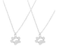 LIGHTAOTAO 2 Pièces Collier Empreinte de Patte de Chat en Alliage Argenté, Bijou Commémoratif Compact et Résistant Décoloration, Présent pour Occasions Spéciales