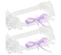 LIGHTAOTAO 2pièces Jarretières de Mariée Dentelle Élastique avec Nœud Élégant Perles Ensemble Confortables et Durables pour Tenue Habillée de Mariage