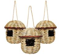 LIGHTAOTAO 3pièces Nichoirs à Oiseaux Paille Tissée Maisons Suspendues pour Petits Oiseaux Nid Rustique Résistant pour Colibris Perruches et Autres Usage Intérieur et Extérieur