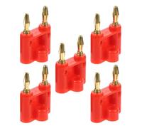 LIGHTAOTAO 5 Pièces Connecteurs Banane Doubles Rouges pour Haut-parleurs, Construction Robuste en Plastique et Alliage, Adaptés pour Usage Théâtre et Maison
