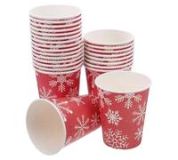 LIGHTAOTAO 50 Pièces Lot de 250ml Gobelets en Papier Rouge à Motif Flocon de Neige pour Fêtes de Noël, Usage Jetable, Design Festif pour Célébrations Scolaires et Familiales