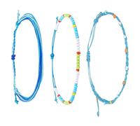 LIGHTAOTAO Bracelets de Cheville Bohèmes pour Femmes et Filles, 3pcs, Perles Colorées, Design Ajustable et Léger, Chaîne de Cheville en Plastique et Cordon, Plage Festivals