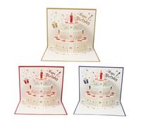 LIGHTAOTAO Cartes Pop-up D'anniversaire 3d Gâteau D'anniversaire en Papier Blanc 3 Pièces, Fait Main, Personnalisables, pour Occasions Spéciales