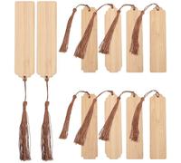 LIGHTAOTAO de Marque-pages avec Pompons et Perles Beige en Bambou Vierges 10 Ensembles Personnalisables à Peindre ou Teindre pour Décoration D'arbres et Bouteilles de Vin