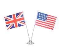 LIGHTAOTAO Drapeau de Table Américano-britannique avec Mât et Base | Double Impression Recto Verso, Couture Renforcée et Polyester, Couleurs Rouge Bleu Blanc Résistantes à Décoloration