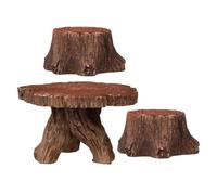 LIGHTAOTAO Ensemble de 3 Meubles Miniatures Table et Chaises de Souche d'arbre Marron en Résine pour Dollhouse et Succulentes, Décoration Réaliste de Jardin et Patio