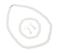 LIGHTAOTAO Ensemble de Bijoux pour Femme Bracelet, Collier et Boucles D'oreilles en Verre et Émail Blanc, sans Rouille ni Décoloration, Style Élégant pour Mariage et Fêtes