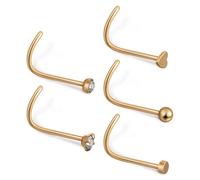LIGHTAOTAO Ensembles D'anneaux de Nez en Acier Inoxydable Doré, 5pcs, Forme Cœur, Faciles à Changer, Bijoux de Nez Élégants pour Femmes Quotidien et Fêtes