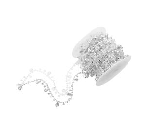 LIGHTAOTAO Guirlande de Perles de Cristal Acrylique 33 Pieds Argenté | Lumineuse et Souple, Finition Polie Transparente, pour Sapin, Mariage, Fête, Décoration Intérieure