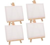 LIGHTAOTAO Lot de 4 Sets de Sets de Mini Toiles Carrées Vierges Chevalets en Bois pour Peinture Diy, Bords Arrondis, Toile Décorative pour Peinture à L'huile