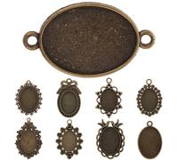 LIGHTAOTAO Lot de 9 Plateaux Vierges en Alliage pour Base de Pendentif, Camée Bijoux Diy, Supports Légers et Résistants, pour Création de Pendentifs, Accessoires Artisanaux Plusieurs styles