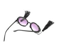 LIGHTAOTAO Lunettes de Soleil Design Unique et Décorations en Tassel Rondes Noires Vintage Alliage et Verre, Jeunes Recherche D'un Style Chic