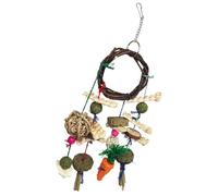 LIGHTAOTAO Mâcher pour Hamster et Chinchilla en Bois Naturel Dʼapple Branches, Assortiment de Paille de Maïs, Gâteau de Foin et Luffa, Ensemble Suspendu 100% Naturel, Accessoire Ludique