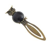 LIGHTAOTAO Marque-page en Alliage de Zinc Pierre Naturelle, Marque-pages Hibou Rétro en Métal, Signet Décoratif pour Lecture Guidée et Accessoires de Bureau, Présent Élève, Solide