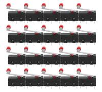 LIGHTAOTAO Micro Interrupteur Noir Spdt à Levier à Galet avec 3 Broches, Action Instantanée Fiable 5a 250v, Lot de 20 Pièces pour Équipements Électroniques