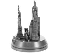 LIGHTAOTAO Modèle de Bâtiment New York en Métal Argenté Vintage, Décoration Intérieure pour Bibliothèque ou Cabinet Charme Historique Sophistiqué