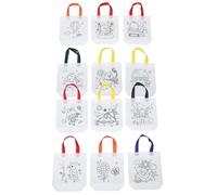 LIGHTAOTAO Paquet Cabas à Colorier pour Garçon et Filles en Tissu Non Tissé Réutilisable, 24 Pièces Motifs Cartoon, pour Ateliers D'art de Printemps Couleur Aléatoire