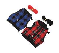 LIGHTAOTAO Sets de Harnais pour Lapin en Tissu Maille Léger et Confortable Lot de 2 Motifs à Carreaux Rouges et Bleus avec Laisse Adapté pour Petits Animaux en Intérieur