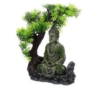 LIGHTAOTAO Statue de Bouddha Assis en Résine pour Aquarium Fond Plat, Ornement Décoratif Paysage Vert pour Décoration de Fish Tank