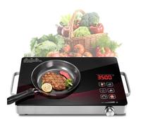 Lightasea Plaque de cuisson vitrocéramique infrarouge 220V,3500W, portable,4 modes de cuisson,commandes tactiles,minuterie 3 heures,compatible avec tous les types de casseroles