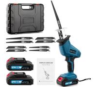Lightasea Scie Sabre Sans Fil,Scie Sabre à Vitesse Variable,21V Scie Sabre à Batterie,avec 8 Lames et 2×2.0Ah Batteries,Vitesses Réglables 0-4000SPM,de Bois,du métal et du PVC(Bleu)