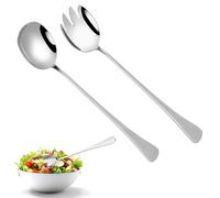 LightBeacon 2 Pièces Couvert a Salade, 28cm Serveur Salade Set, Couverts Salade, Ensemble de Service à Salade en Acier Inoxydable, Cuillère à Salade, Fourchette à Salade, pour Cuisine, Salle à Manger