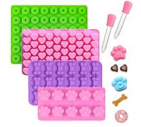 LightBeacon 4 Pièces Moule à Biscuits pour Chien, Tapis de Cuisson pour Chien avec 2 Compte-Gouttes, Tapis de Cuisson Ensemble de Biscuits pour Chien, pour Muffin Cupcake, Bonbons, Artisanat DIY