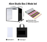 Lightbox 80 60 40 30cm Photo Ring LED Light Studio Box 6 12 Arrière-Plans de Couleur Photographie de Table Soft Shooting Tent Box pour la Photographie en Studio(40cm Box 3 Mode LED)