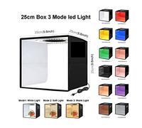 Lightbox 80 60 40 30cm Photo Ring LED Light Studio Box 6 12 Arrière-Plans de Couleur Photographie de Table Soft Shooting Tent Box(25cm Box 3 Mode LED)
