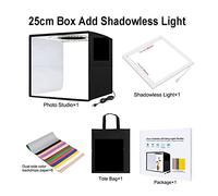 Lightbox 80 60 40 30cm Photo Ring LED Light Studio Box 6 12 Arrière-Plans de Couleur Photographie de Table Soft Shooting Tent Box pour la Photographie en Studio(25cm Add Shadowless)