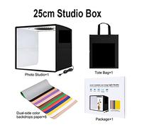 Lightbox 80 60 40 30cm Photo Ring LED Light Studio Box 6 12 Arrière-Plans de Couleur Photographie de Table Soft Shooting Tent Box(25cm Studio Box)