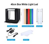 Lightbox 80 60 40 30cm Photo Ring LED Light Studio Box 6 12 Arrière-Plans de Couleur Photographie de Table Soft Shooting Tent Box pour la Photographie en Studio(40cm White Light LED)