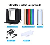Lightbox 80 60 40 30cm Photo Ring LED Light Studio Box 6 12 Arrière-Plans de Couleur Photographie de Table Soft Shooting Tent Box(60cm Box 6 Colors)