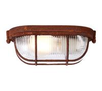 Lightbox Applique et plafonnier | 9 x 21 x 11 cm | Applique et plafonnier vintage avec couvercle en verre et grille en métal | E27, max. 40 W | en métal/verre couleur rouille