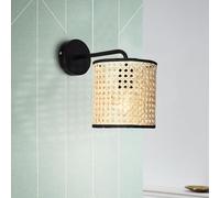 Lightbox Applique murale style nature - Rotin tressé viennois - intensité lumineuse variable avec variateur externe 1 x E27 max. 60W - en métal/rotin - en marron clair - 25 x 17 cm