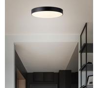 Lightbox Basic LED mur & plafond | Ø 50 cm | plafonnier avec cadre noir & CCT (3000-6500K) & minuterie & veilleuse | dimmable par télécommande | 36W, 5500lm | en métal/plastique