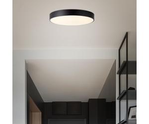 Lightbox Basic LED mur & plafond | Ø 50 cm | plafonnier avec cadre noir & CCT (3000-6500K) & minuterie & veilleuse | dimmable par télécommande | 36W, 5500lm | en métal/plastique