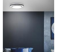 Lightbox Basic LED Wand- & Deckenlampe | Ø 50 cm | 5500 lm | Deckenleuchte mit schwarzen Rahmen & CCT (3000-6500 K) | dimmbar per Fernbedienung | 36 W | aus Metall/Kunststoff in Schwarz/Weiß