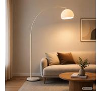 Lightbox Bogenlampe Ø 30 cm, 166 cm Höhe - große Stehlampe in Beige und