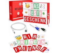 Lightbox Boîte à lumière rouge A4 avec 312 lettres & émoji & 3 marqueurs - Panneau lumineux pour filles et femmes, Noël et anniversaires - Boîte à lumière rose Décoration