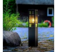 Lightbox Borne d'éclairage protégée contre les éclaboussures - luminaire de socle moderne adapté à 1x ampoule E27 - métal/plastique noir - hauteur 50cm