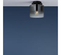 Lightbox Deckenlampe Ø 20 cm, Rauchglas schwarz, E27 Lampe | Lampe de plafond, hauteur 22 cm, Ø 20 cm, E27, max. 60 W, verre/métal