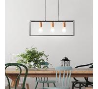 Lightbox filigrane lampe à suspendre à poutre - 86 x 60 x 20 cm - Lampe à suspendre Nature avec douilles en aspect bois & cartel raccourcissable - E27, max. 60 W - en métal - en noir/marron